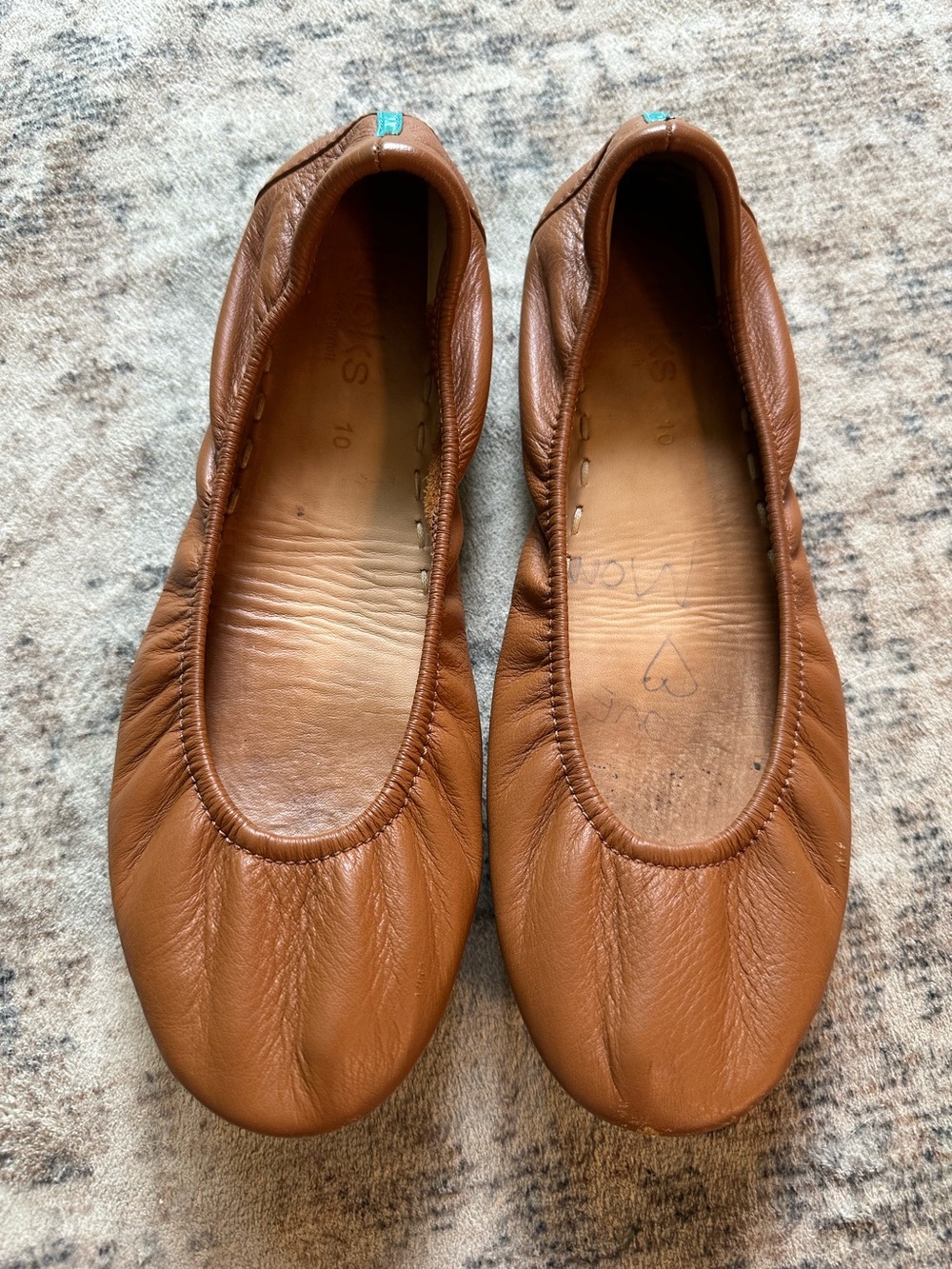 Tieks by Gavrieli Brown Leather Ballet Flats Teal Sole Women’s Size 10 - Picture 5 of 5